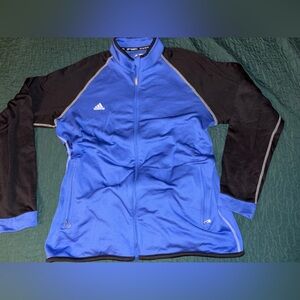 adidas Royal Blue and Black Zip-Front Training Jacket